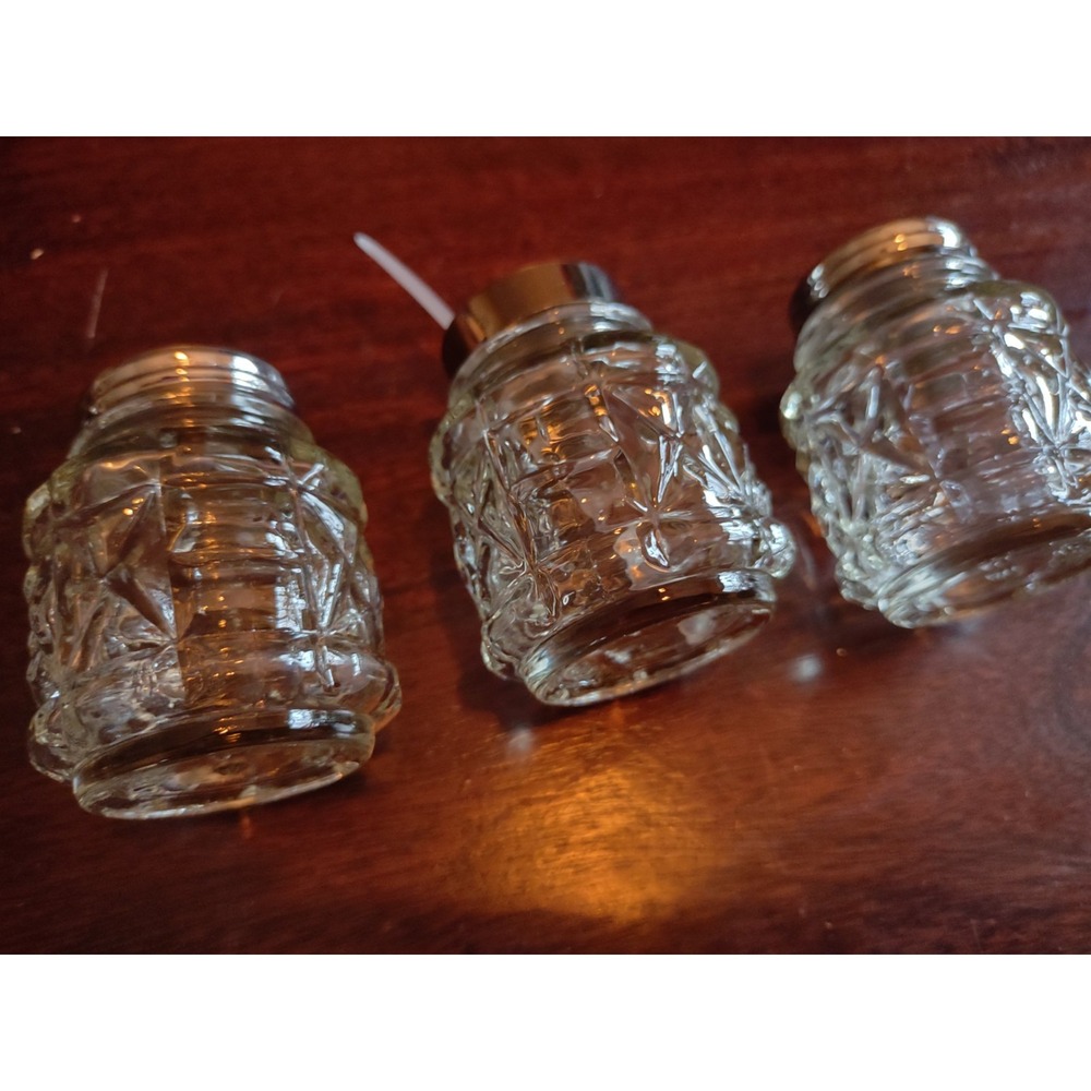 Vintage Glass Condiment Set Salt/Pepper Shakers Spice Sugar Jam Jar With Spoon